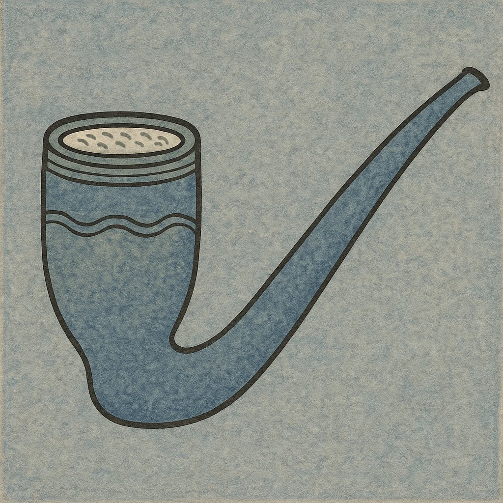a simple vintage pipe, straight, can be used horizontally or vertically, medieval art style, detailed, old-fashioned emoji