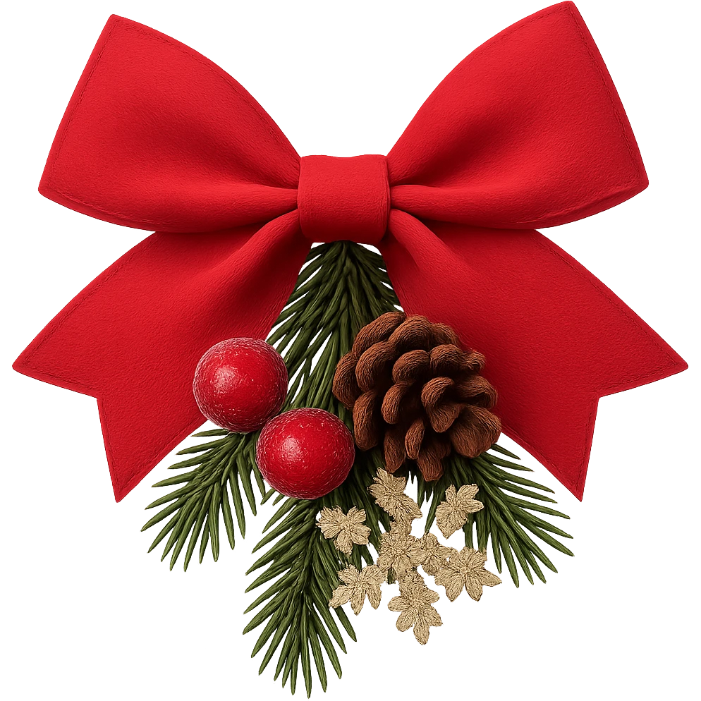 Christmas bow with decoration , remove background emoji