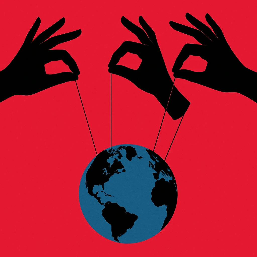 Сгенерируй тоже самое, только три одинаковые такие руки держат так же на веревка планету emoji