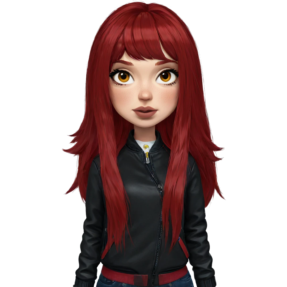 red-haired girl in jacket emoji