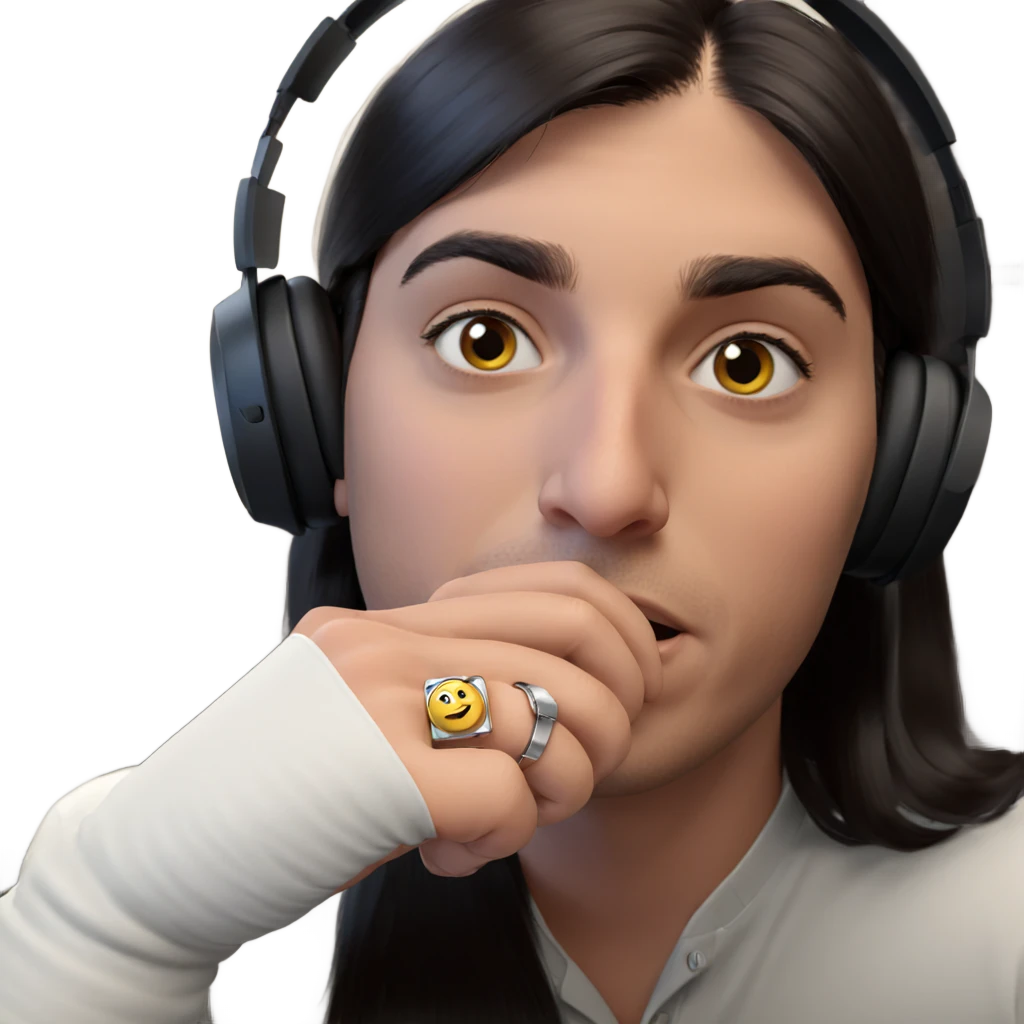 male with headphones and ring emoji
