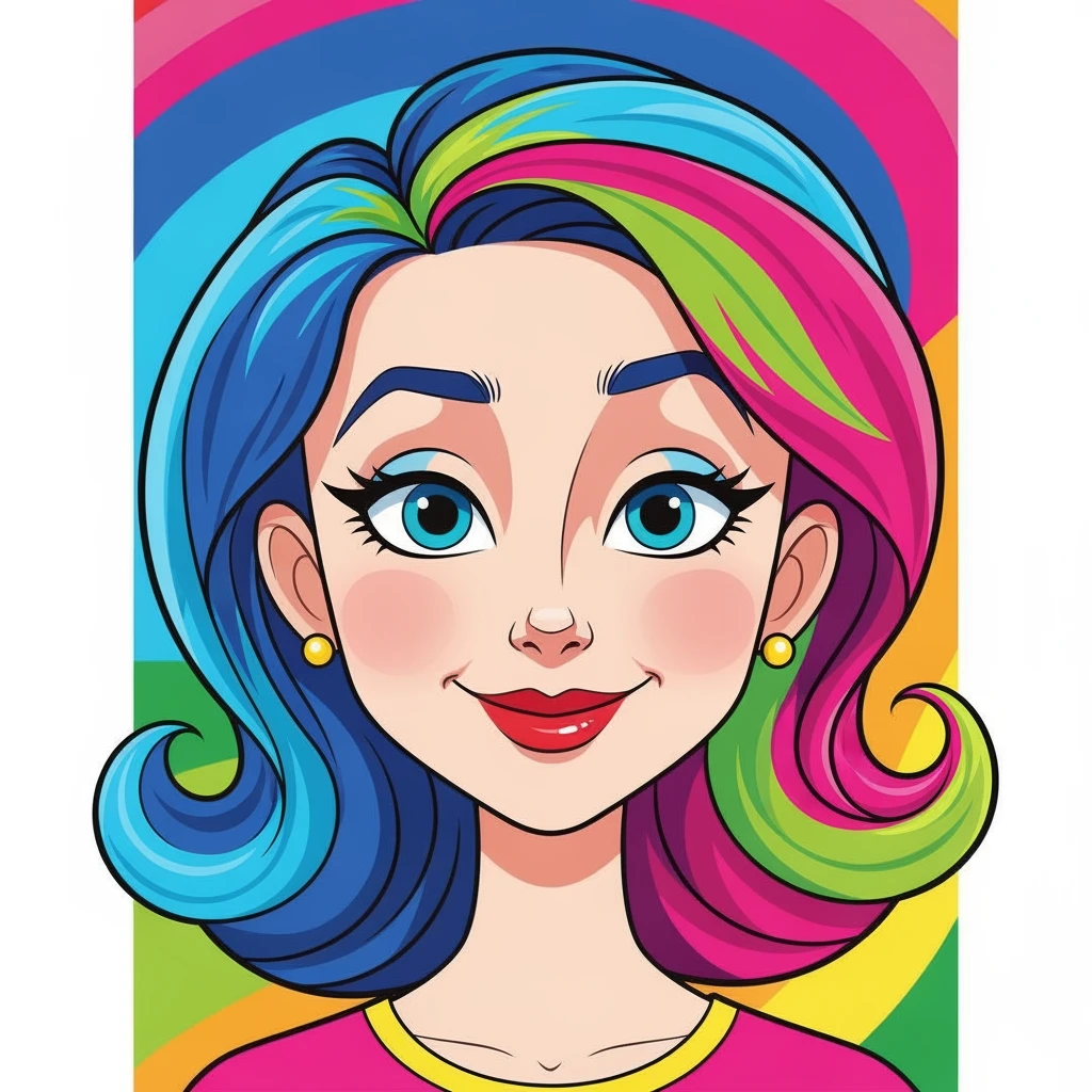 a woman with thin eyebrows (cartoon colourful style) emoji