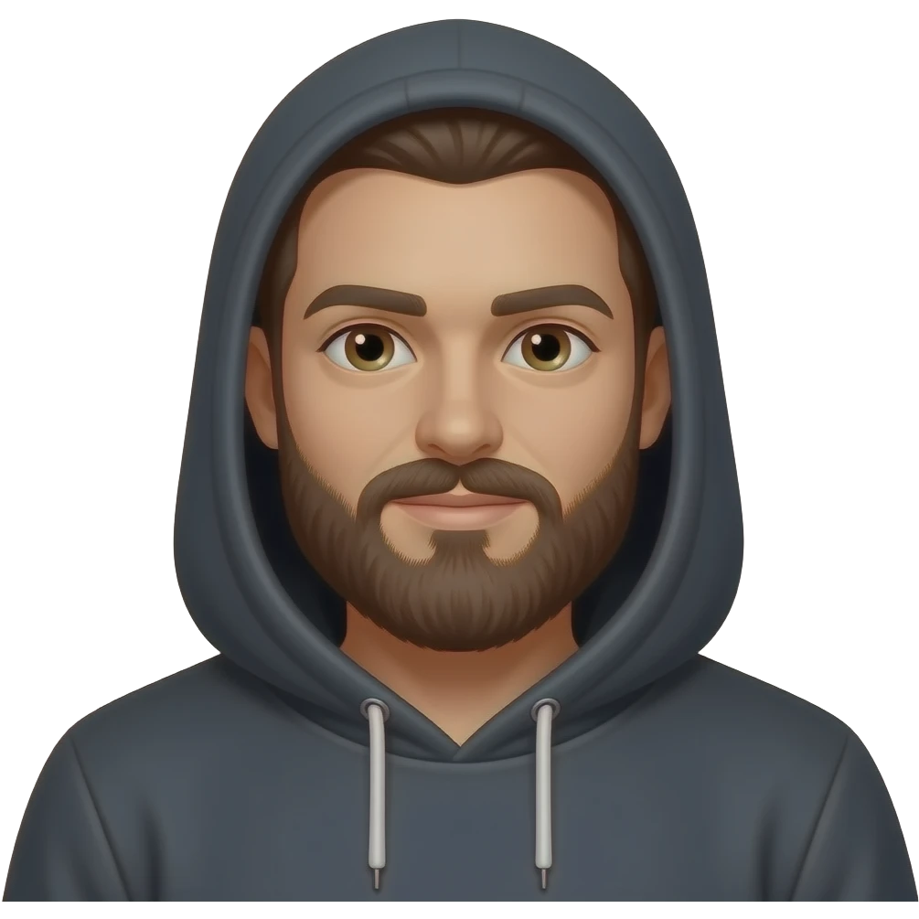 man with beared wear a hoodie emoji