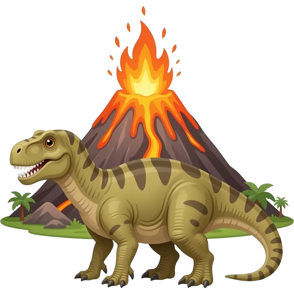 Volcano background up dinosaur in fton emoji