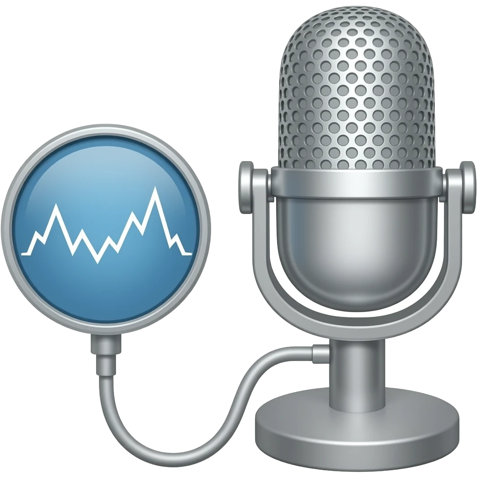 half podcast mic and half transcibed text emoji