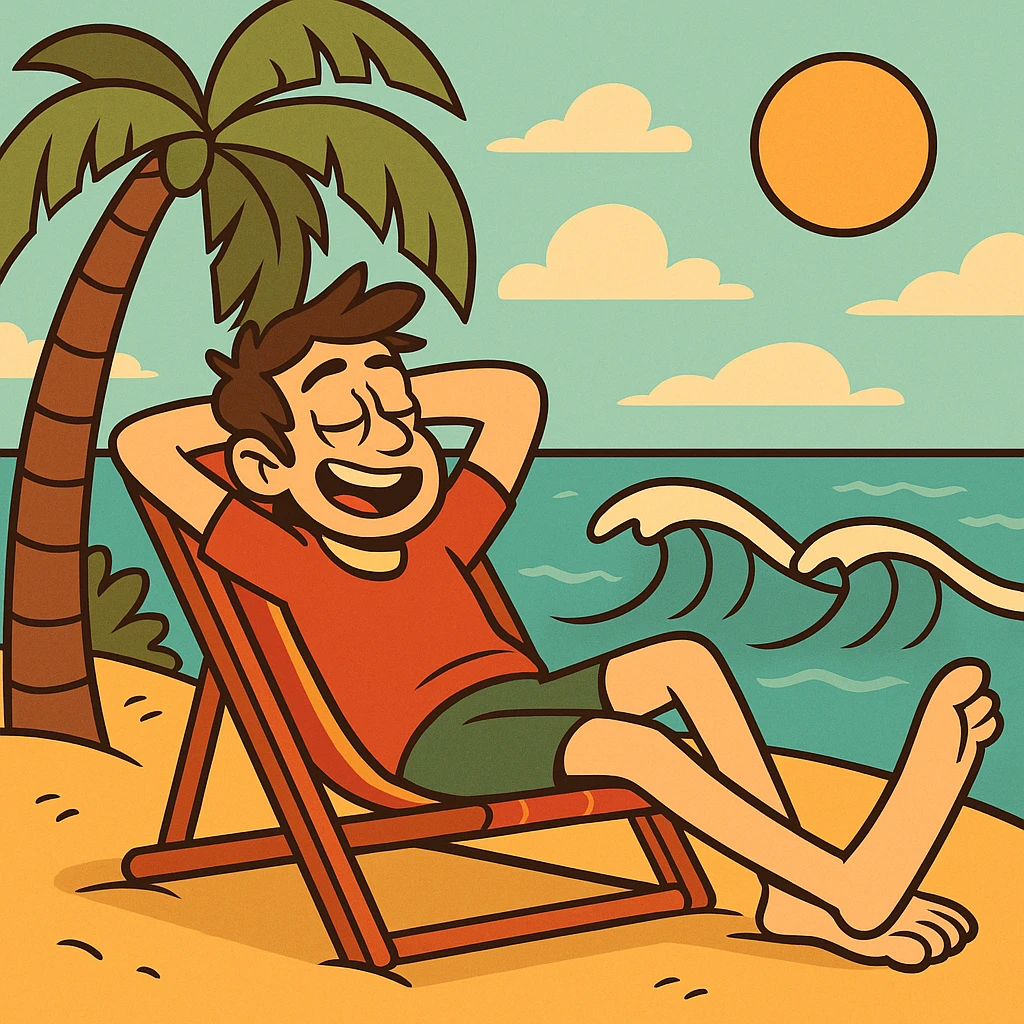 verano, summer, palm tree, ocean waves, relaxing, flat toon style emoji