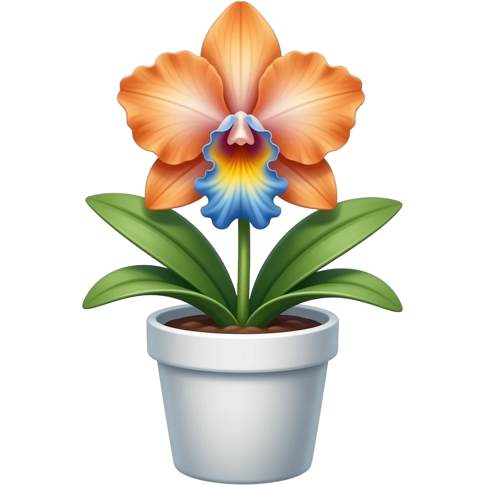 Orange blue Orchid in a white pot emoji
