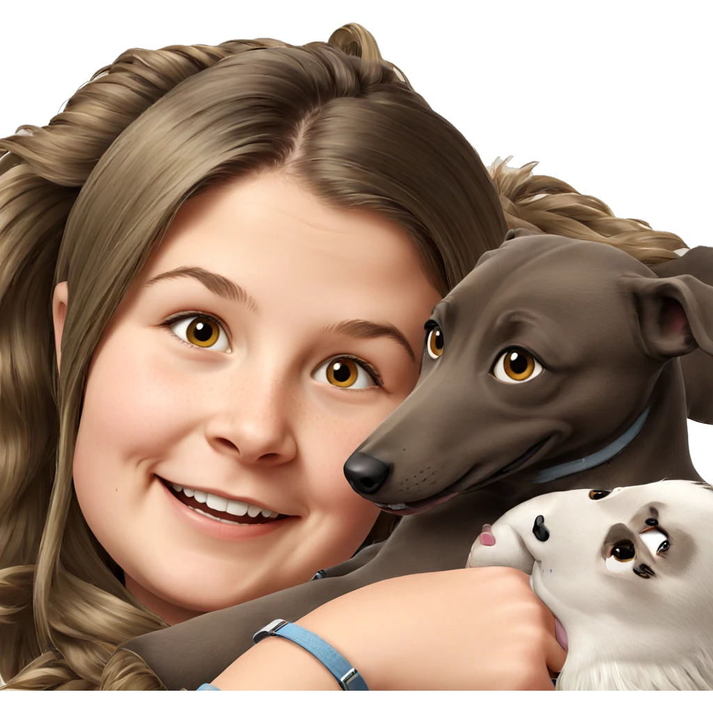 girl smiling with her dog emoji