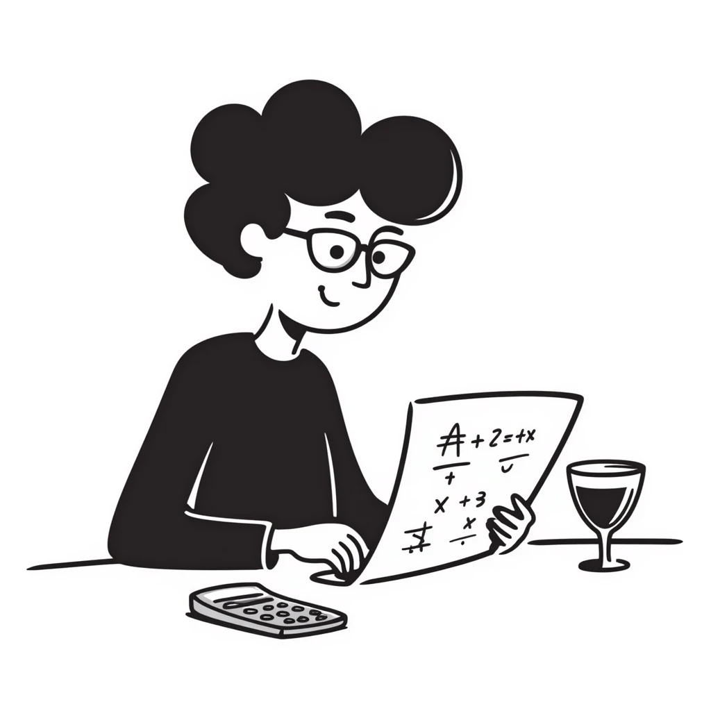 grandma with short curly black hair doing math emoji