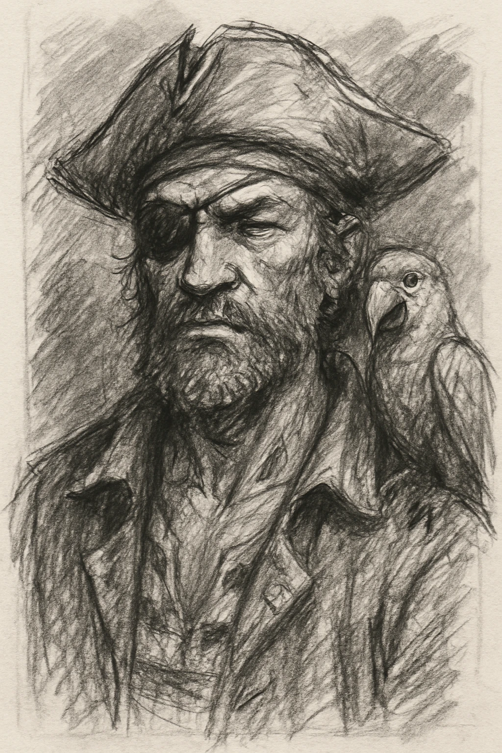 pirate with eye patch and parrot emoji