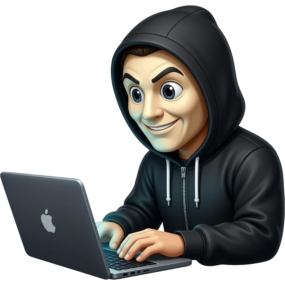 Hacker with money heist mask and laptop emoji