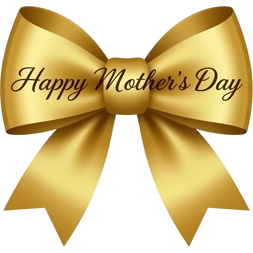 LAZO  DOBRE DORADO MEDIANO QUE DENTRO DEL ALZO DIGA FELIZ DIA DE LAS MADRES EN LETRA ELEGANTE emoji