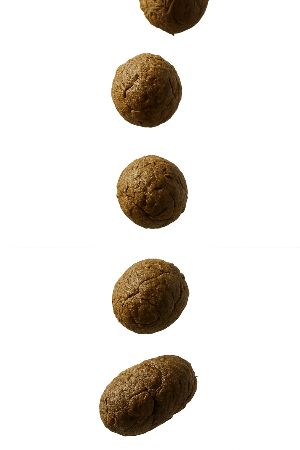 FECI DI ANIMALE A PALLINE UN PO' ALLUNGATE CADONO DALL'ALTO VERTICALMENTE, IPERREALISTICO 4K emoji