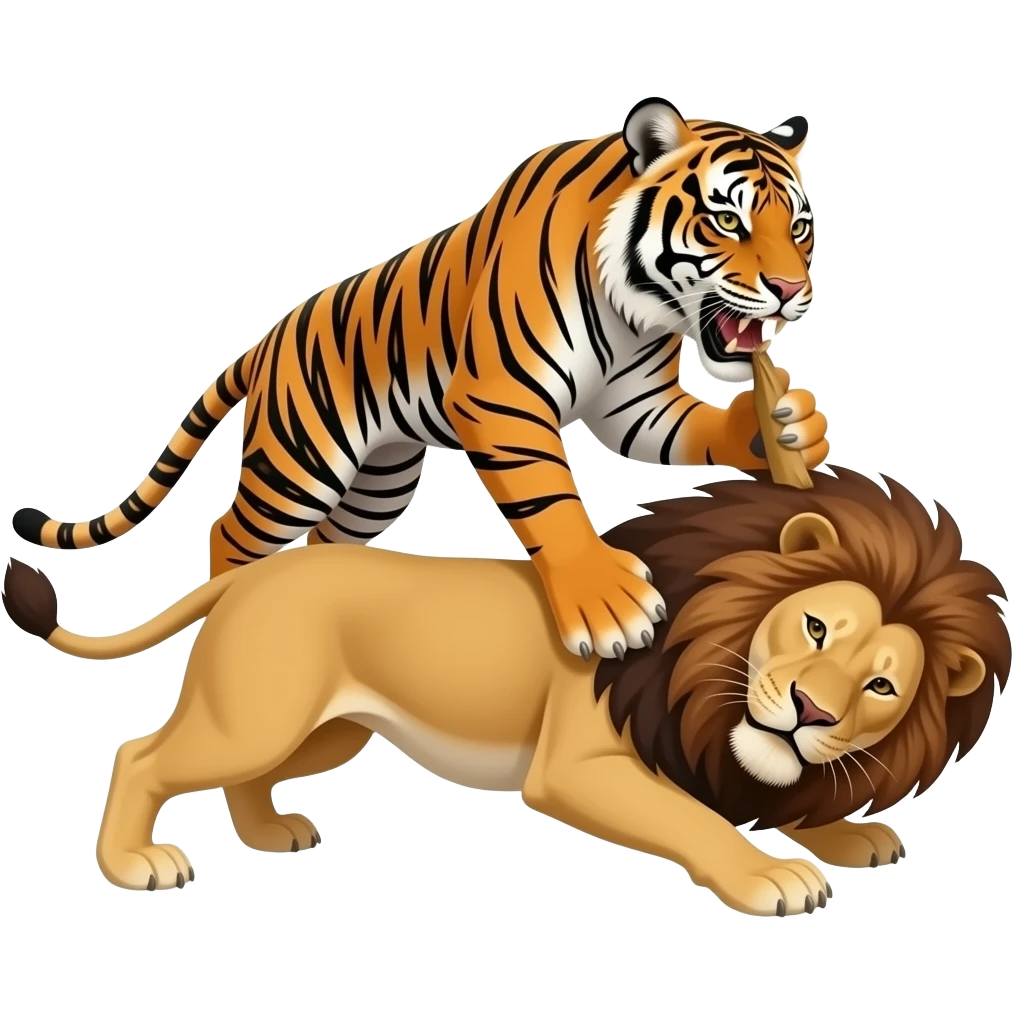 Tiger killing a lion emoji
