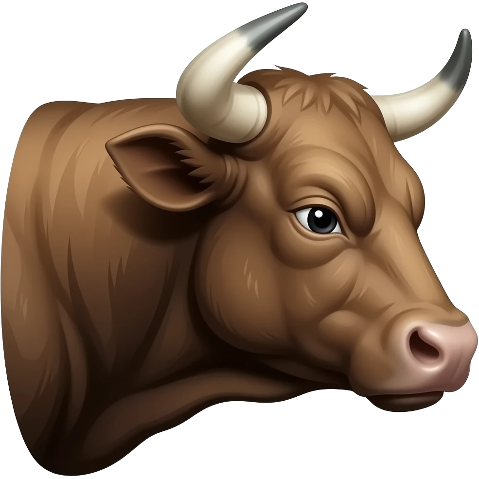 create a muscular bull side profile facing right (to indicate bitoin bull market) emoji