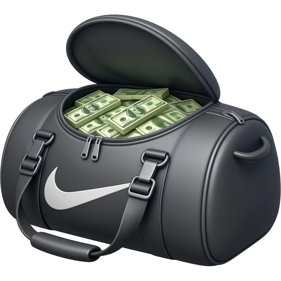 SAC DE SPORT NIKE  long grand REMPLI DE CASH ouvert par le haut emoji