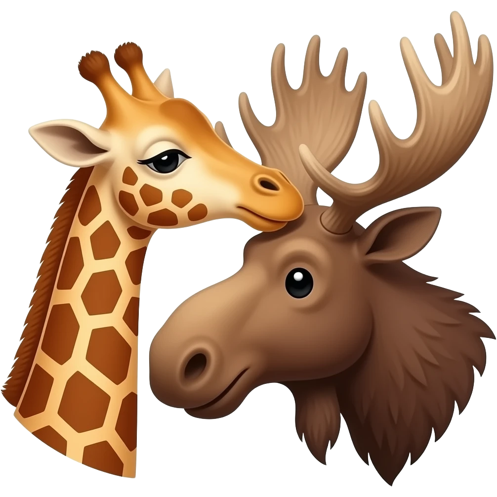 Giraffenkopf und Elchkopf umarmen sich emoji