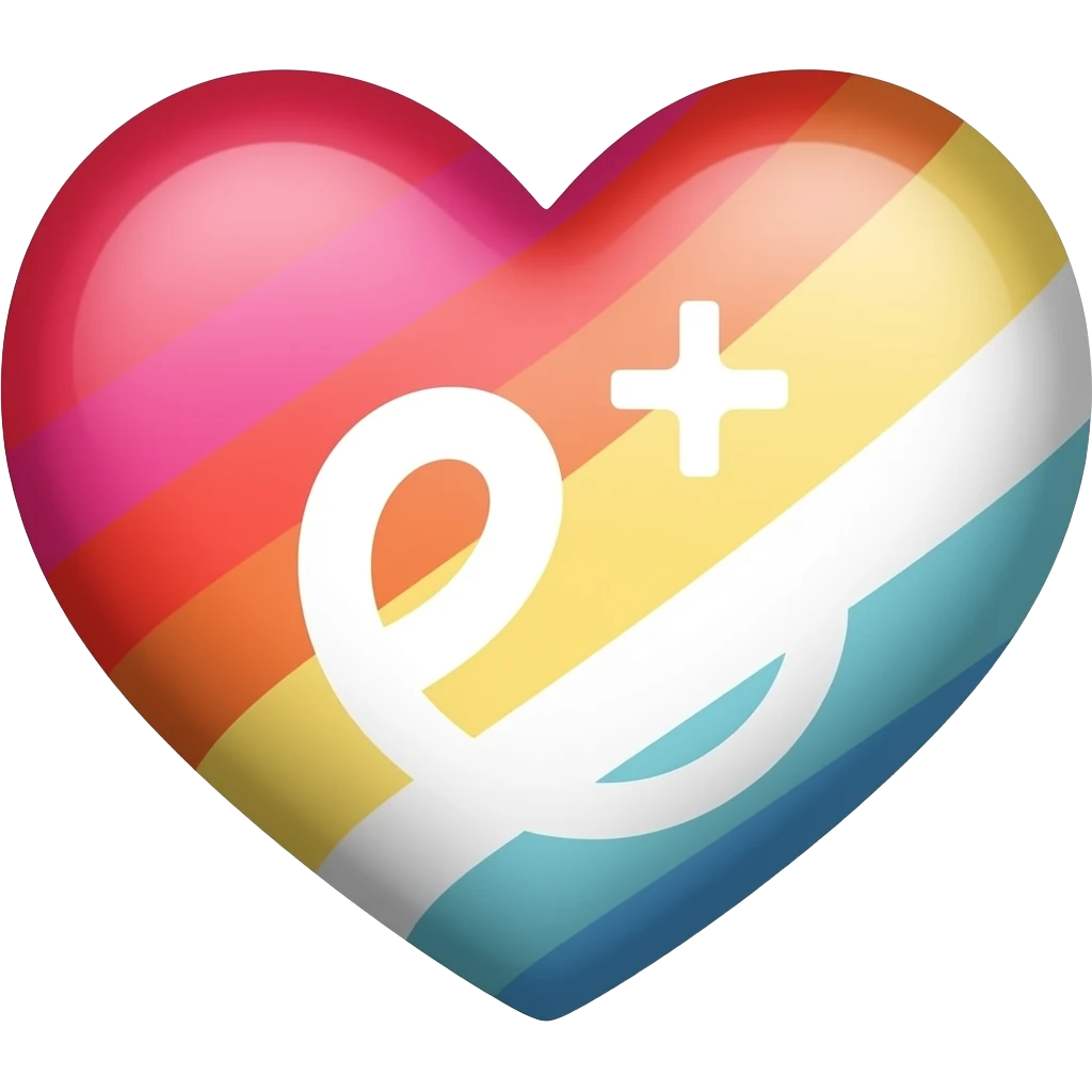 Multicolor heart with light red, light plus and white emoji