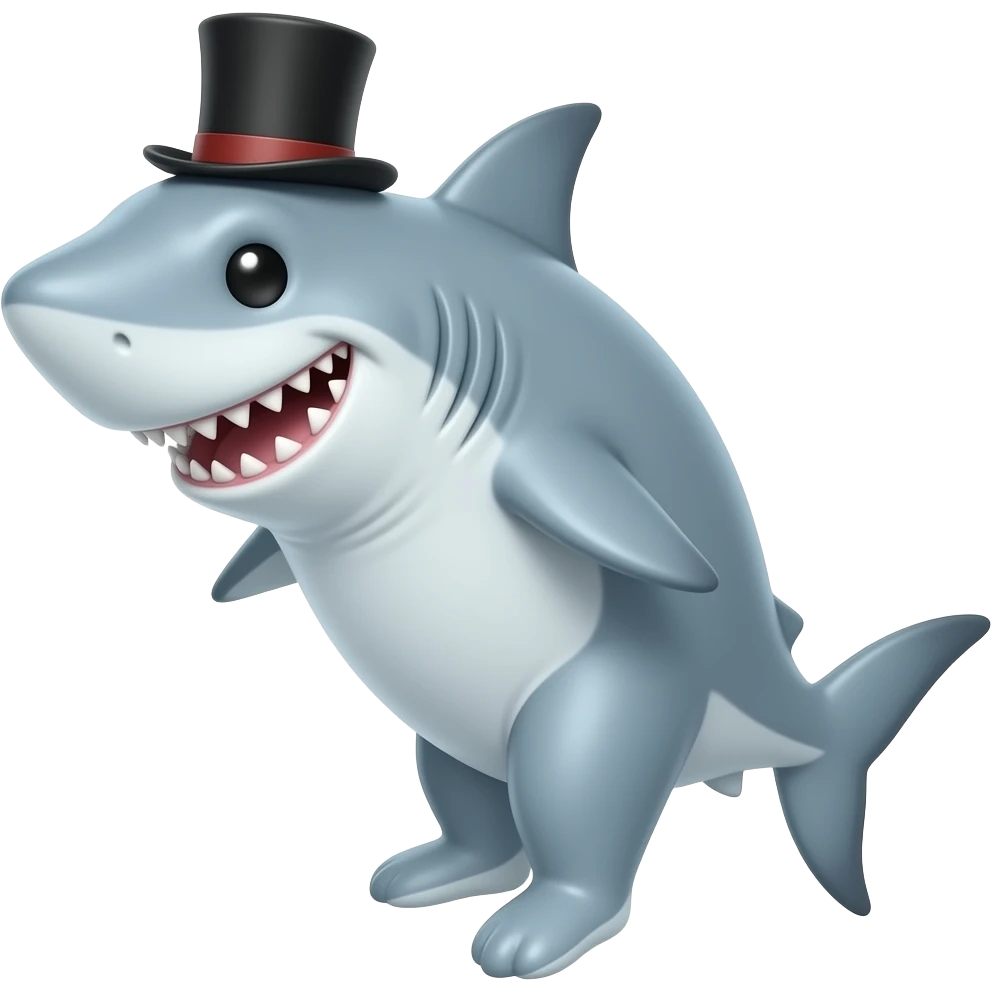 Shark with a top hat emoji