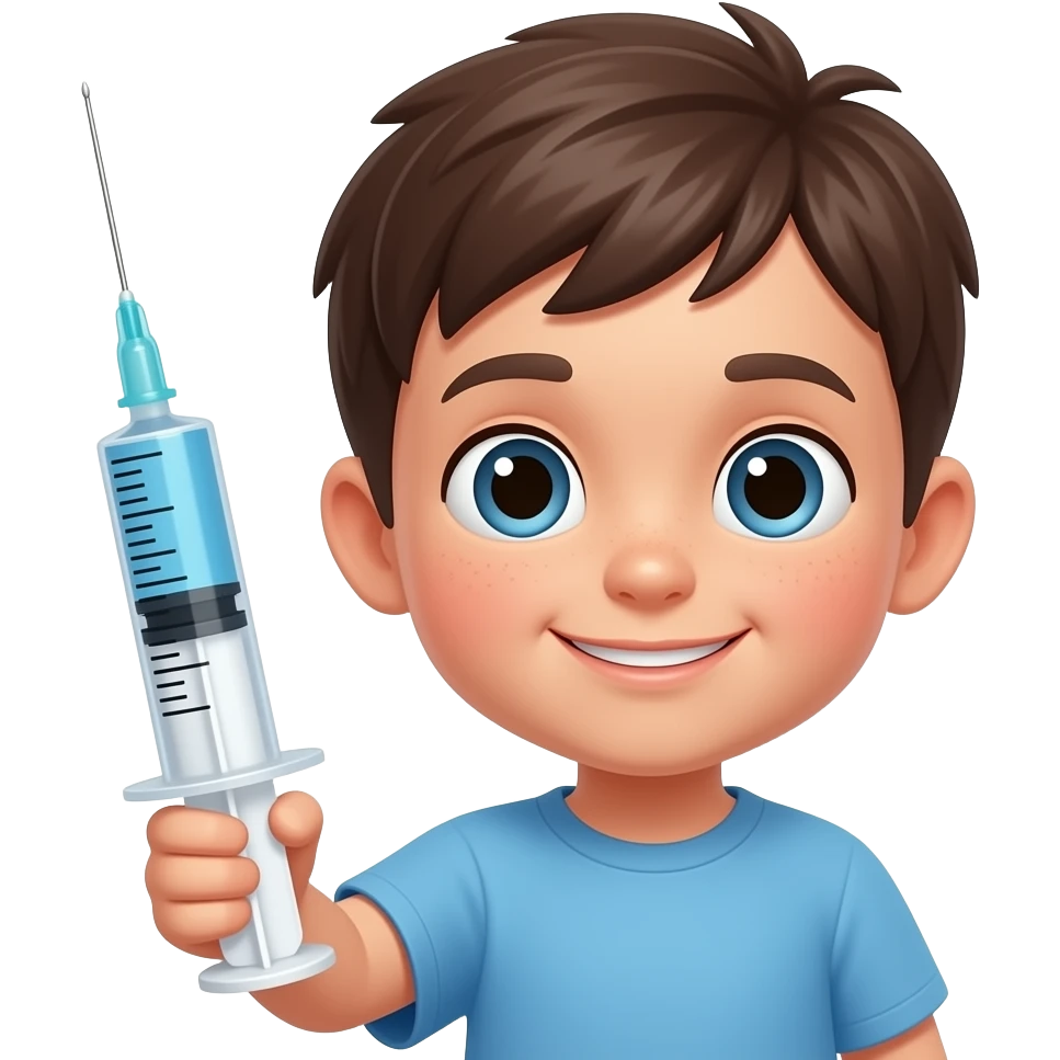 kid Holding big Syringe closeup emoji