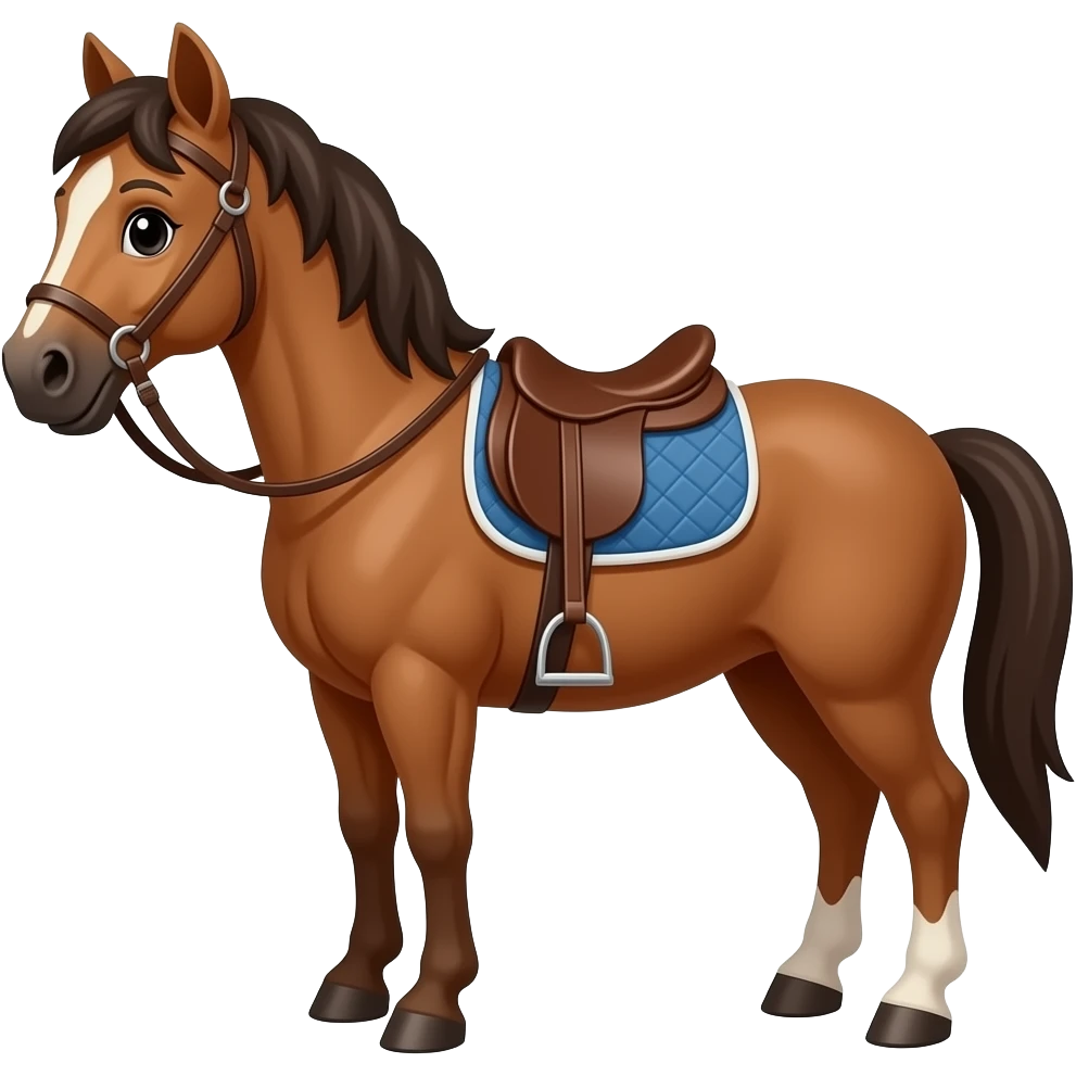 The cartoon brown horse with saddle and briddle emoji