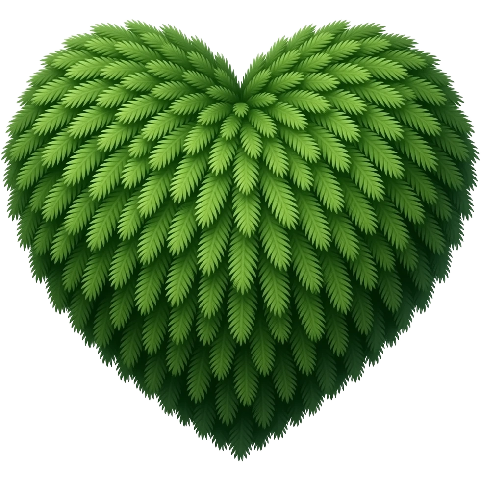 a pine tree in the shape of a heart emoji