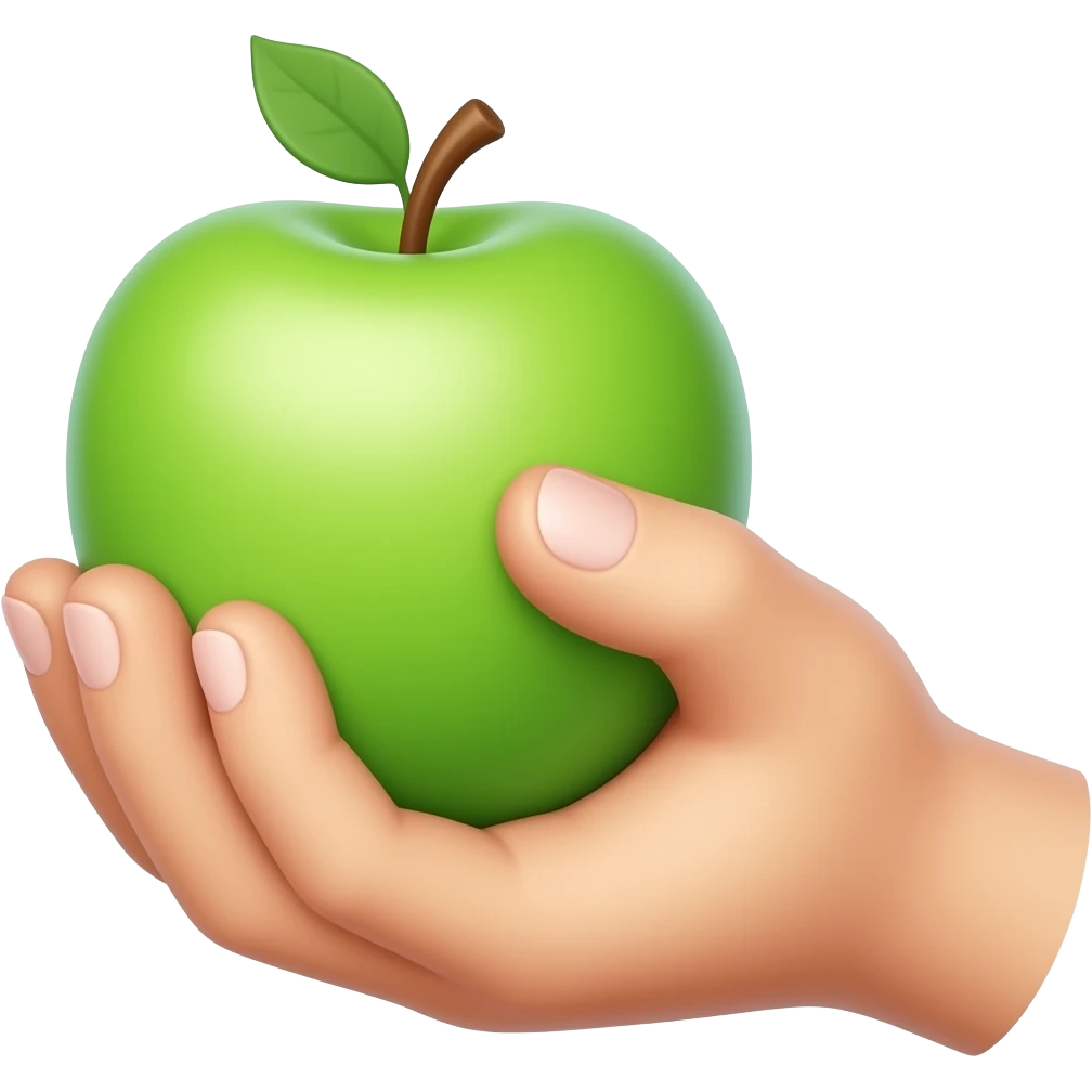 hand holding green apple emoji