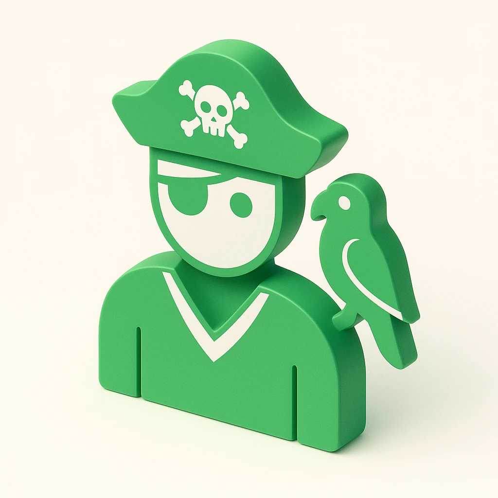 pirate with eye patch and parrot emoji