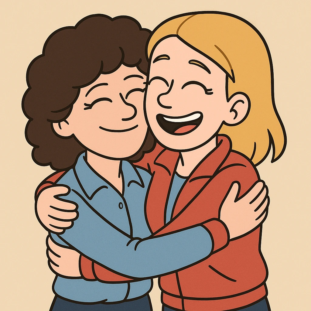 two Sally Ride Prince hug  emoji