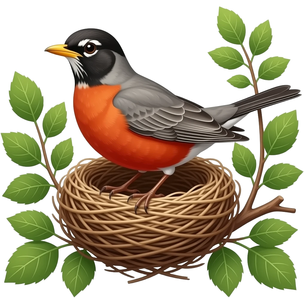 A American robin sitting on a nest emoji