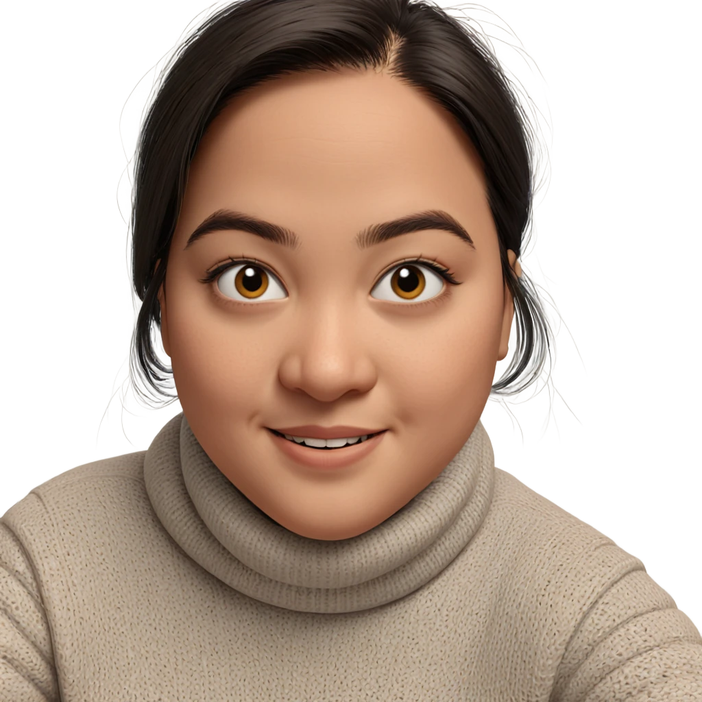 smiling girl in turtleneck sweater emoji