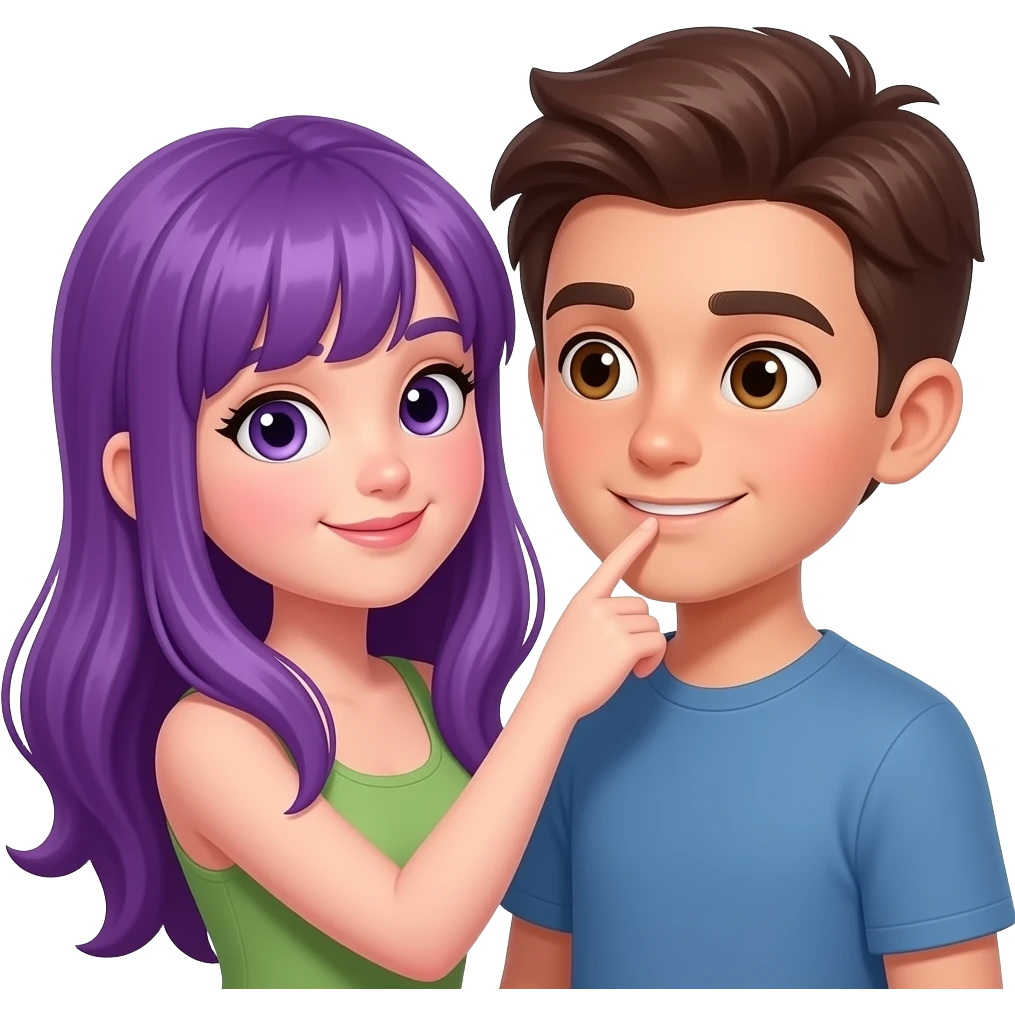 GIRL WITH LONG PURPLE HAIR IS FLIRTING WITH BOY emoji