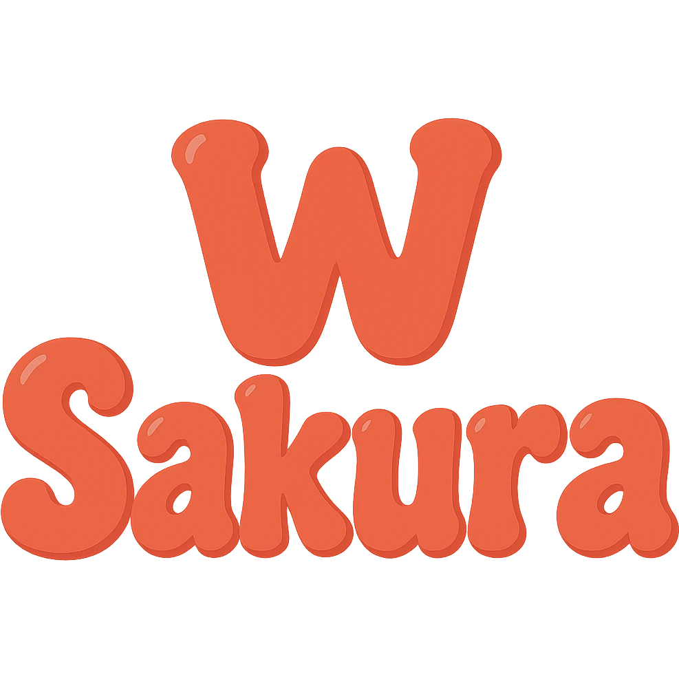 Edit the image to change the text to 'W Sakura' in an extra puffy, red bubble letter style. Make 'Sakura' larger than 'W', with a whimsical and lighthearted feel. Maintain the transparent background. emoji