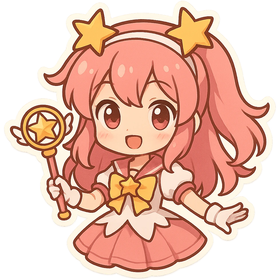 magical girl with pink hair, anime style emoji