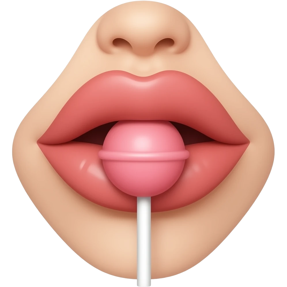 Lips sucking a lollipop emoji