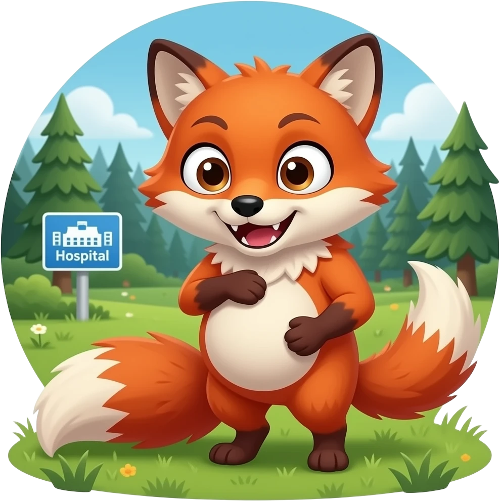 make a fox that is about to give birth that is going crazy that needs to get to the hosptil emoji