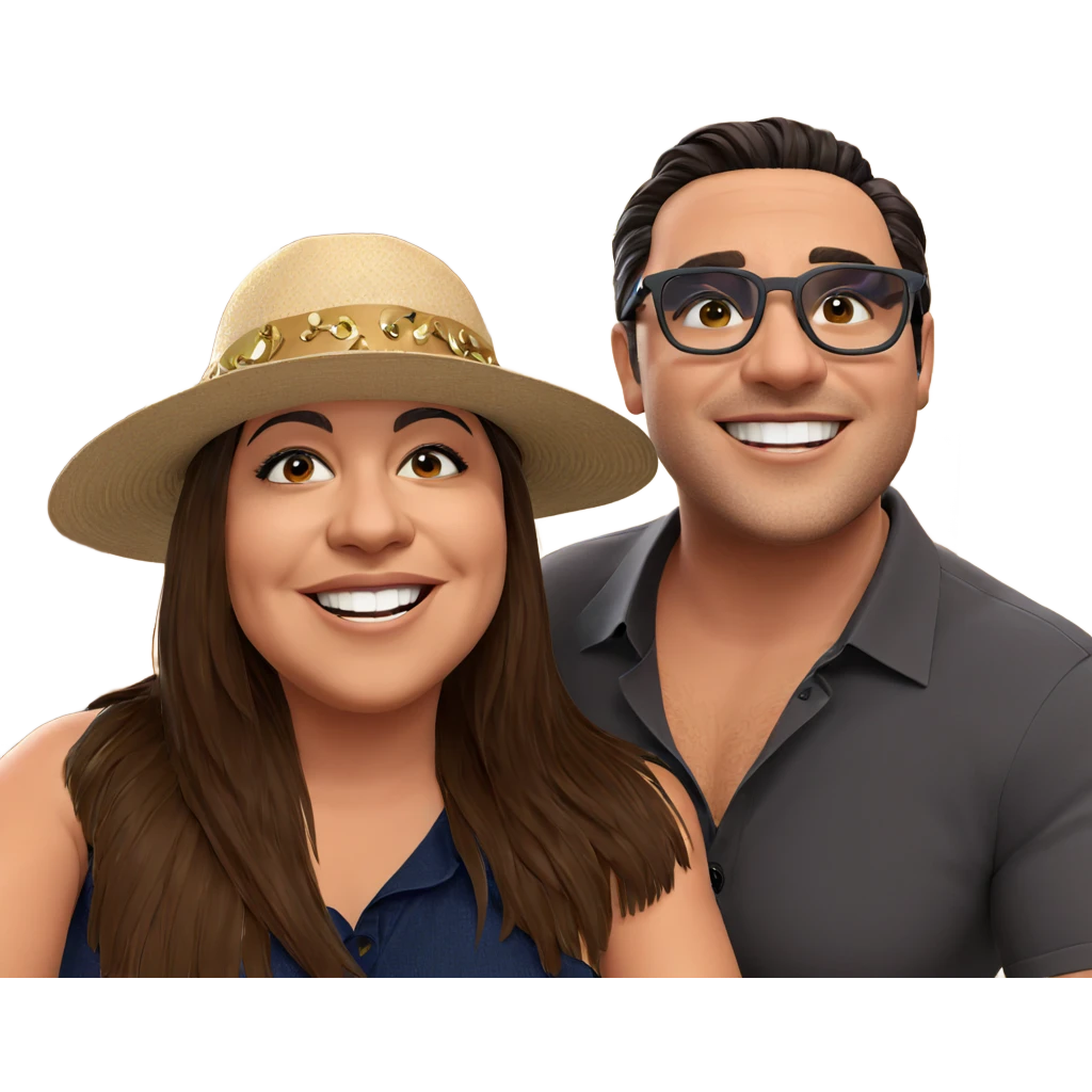 happy couple with accessories emoji