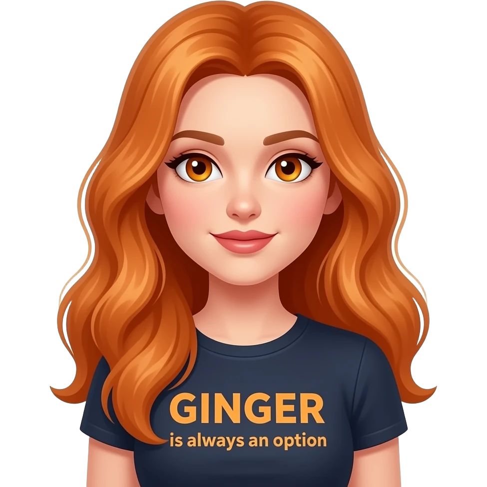 sexy girl with overlong ginger hair and ginger eyes a top with GINGER is always an option written on it emoji