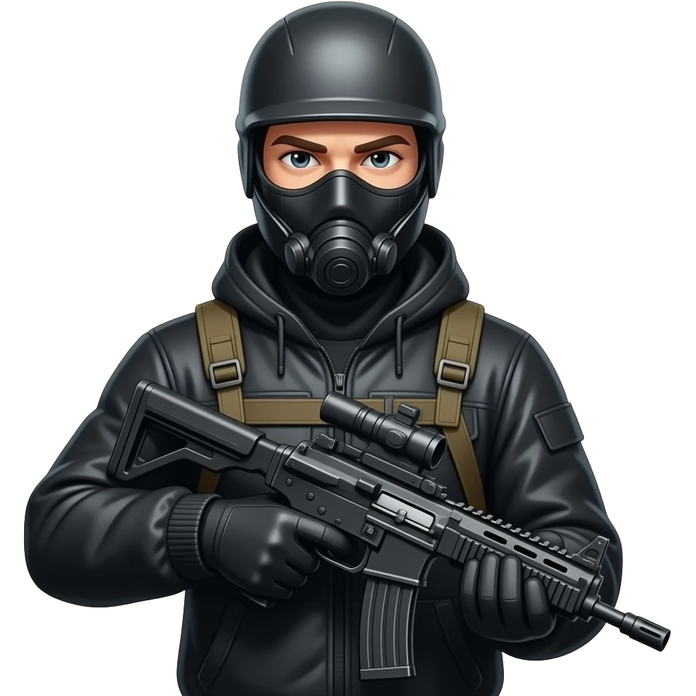 una persona armata con il passamontagna emoji