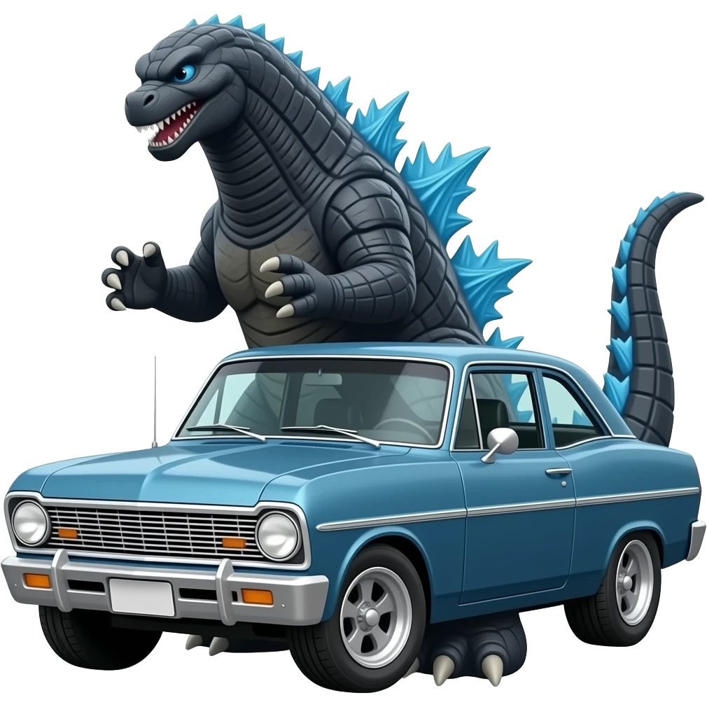 GODZILLA DRIVING CHEVY II NOVA emoji