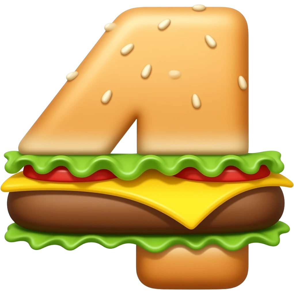4 number  shap like burger emoji