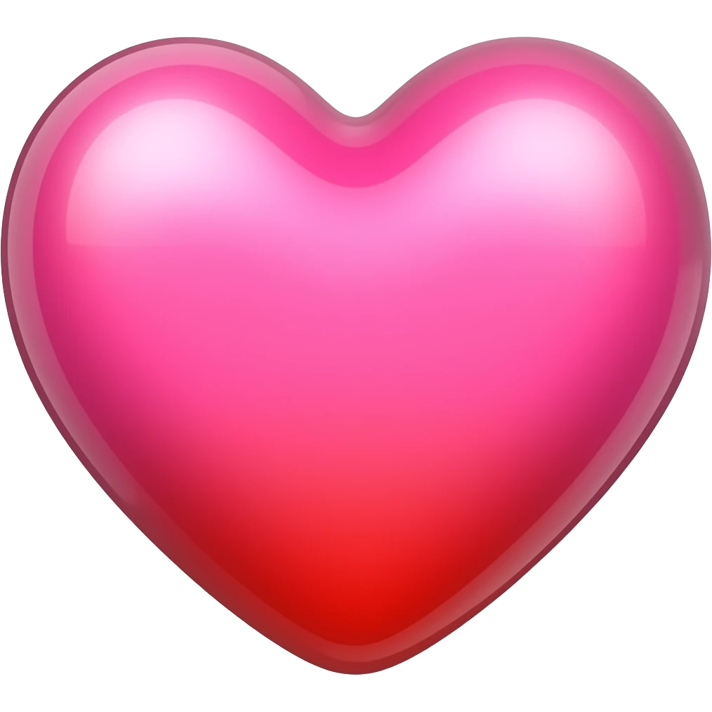 shiny pink iphone style heart with slight smooth red gradient emoji