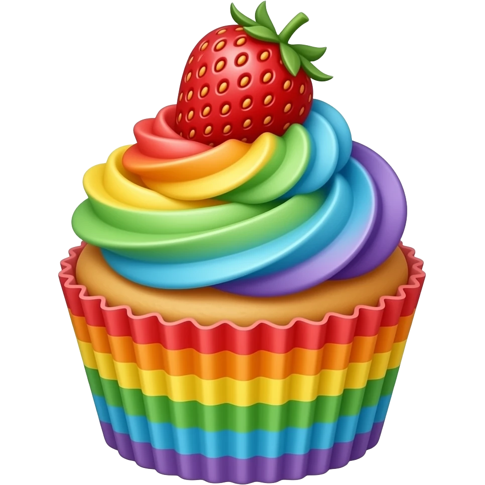 Rainbow strawberry mixed cupcake emoji