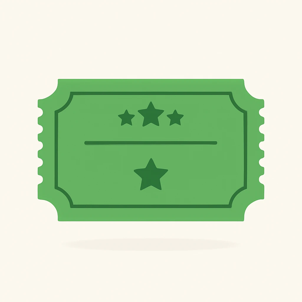 Change the ticket color to green in a simple emoji style, no text. emoji