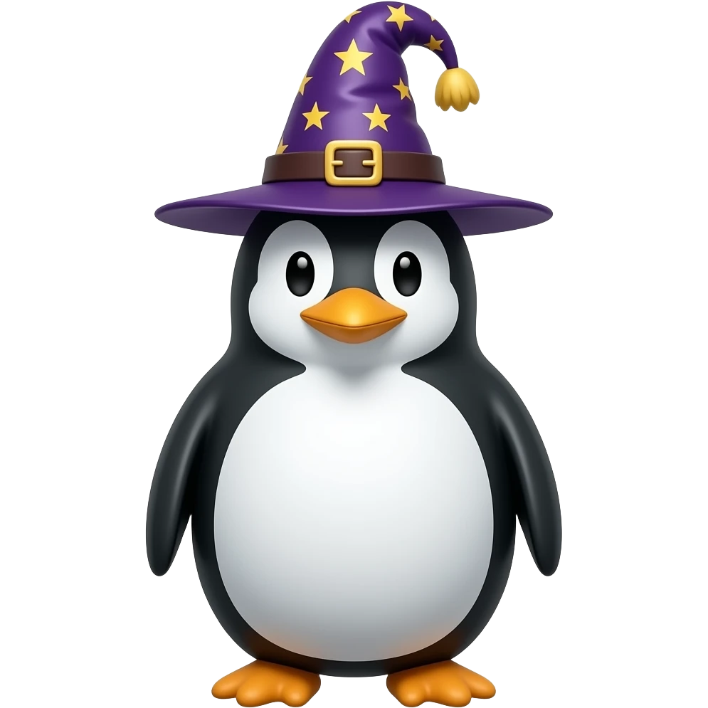 Pingüino con sombrero de mago emoji