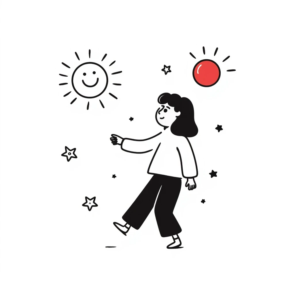 bambina che gioca, black doodle style on white background emoji