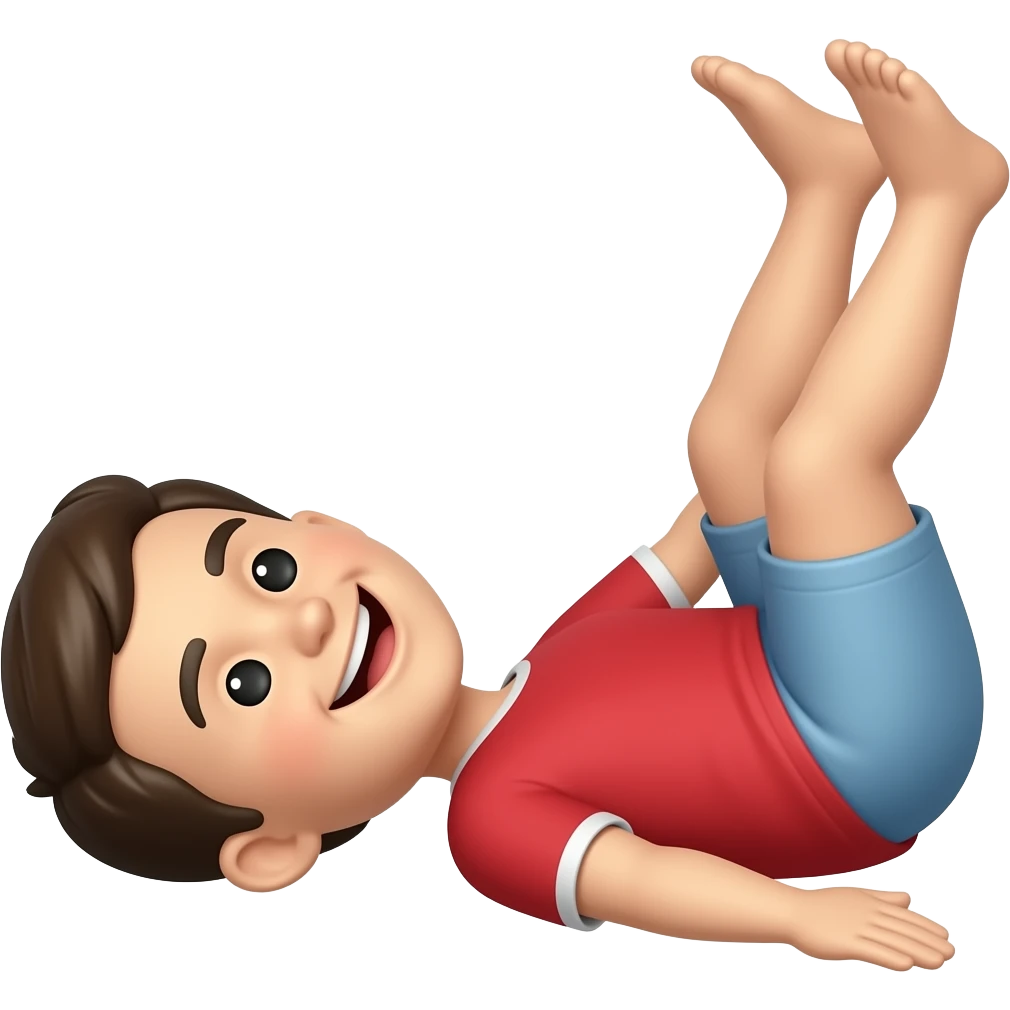 Emoji laying on its back with legs in the aire emoji