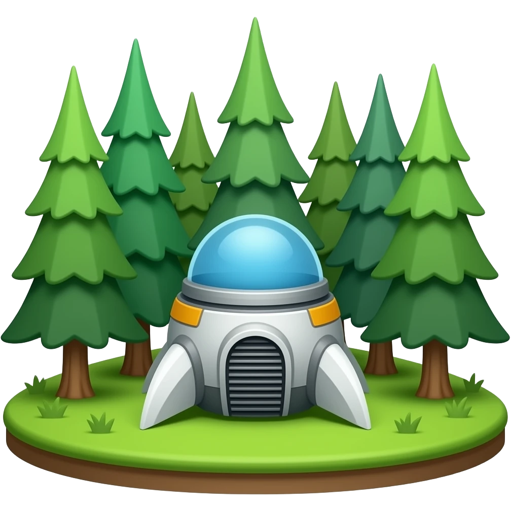 una maquina espacial en el medio de el bosque emoji