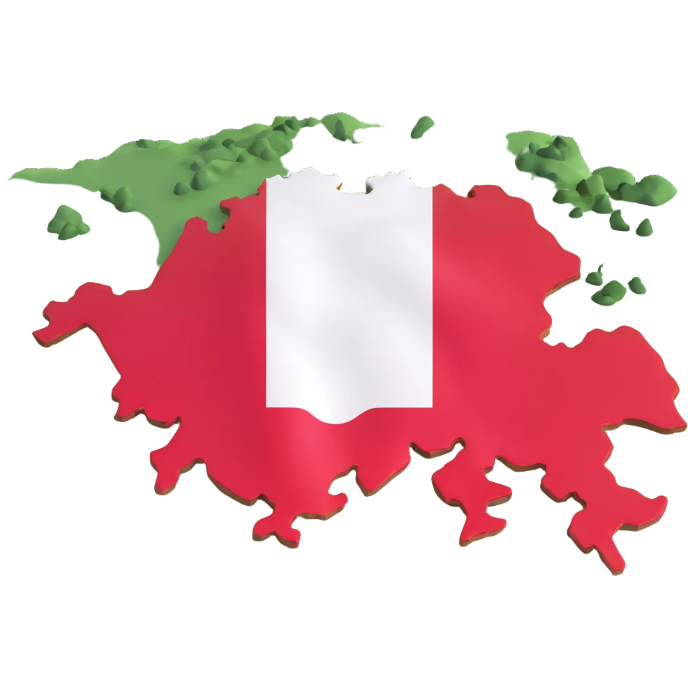 3D style illustration of Austria's terrain with the Austrian flag overlaid, vivid and clear flag colors emoji