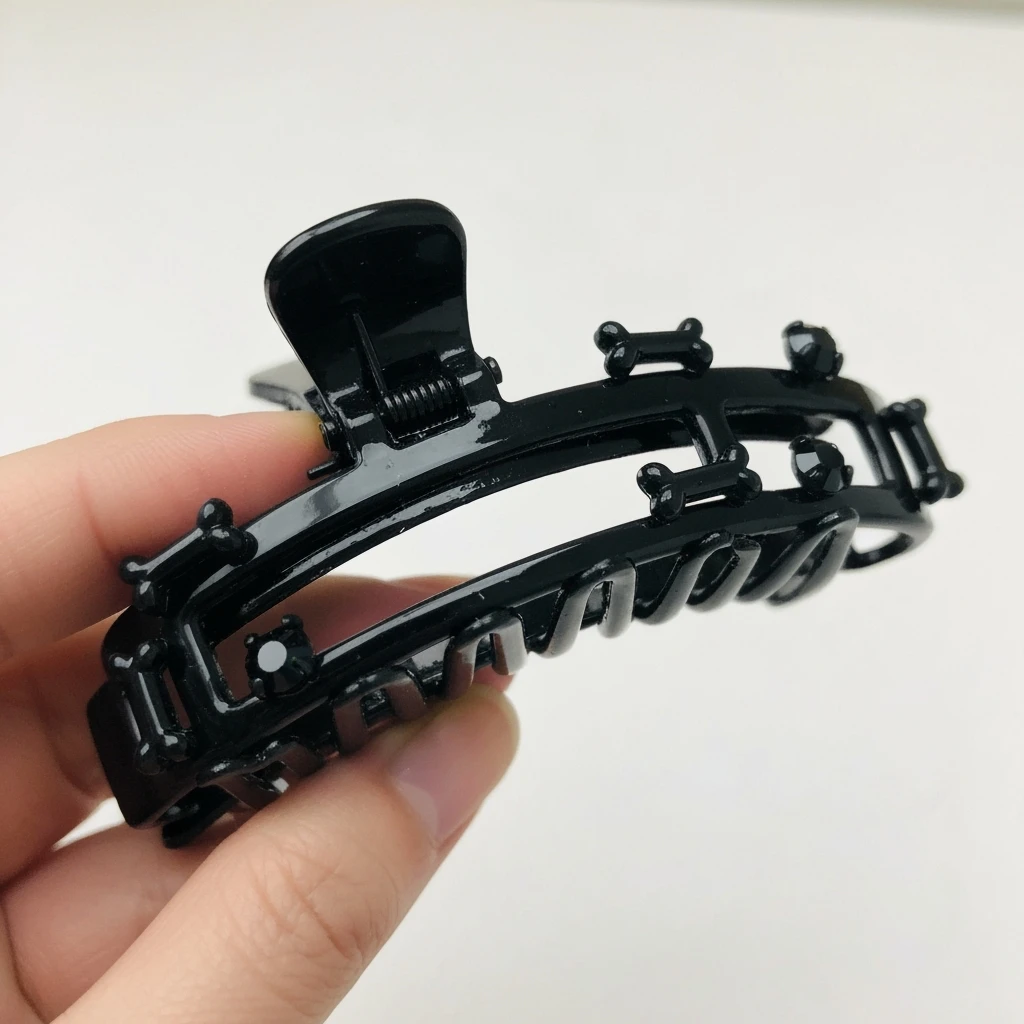 goth hair clip, cute, expressive, minimal emoji
